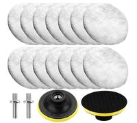 Lot de 14 tampons de polissage de voiture de 7,6 cm pour perceuse, polissage en laine, kit de polisseuse avec 2 ventouses, 2 vis, pour les détails de voiture, le ponçage, la cire, le vernis