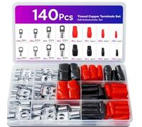 Lot de 140 bornes de câblage et manchon de protection avec connecteurs de fil de batterie en cuivre pour voitures et applications marines offrant une connexion sécurisée et une résistance à la rouille