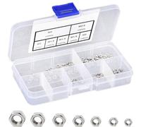 Lot de 140 écrous hexagonaux en acier inoxydable 304 dans une boîte, M1 à filetage m3, 7 tailles pour meubles, bricolage, réparation automobile et ingénierie, résistant à la corrosion et durable
