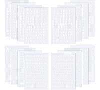 Lot de 1408 lettres et chiffres thermocollants de 1,9 cm - Lettres et chiffres - Autocollants en vinyle - Pour vêtements, loisirs créatifs, décoration, 16 feuilles (Blanc)