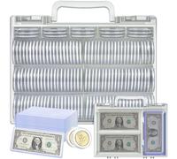 Lot de 141 capsules pour pièces de monnaie de 46 mm avec joint en mousse de 6 tailles + 200 pochettes en papier dur + 200 pochettes souples pour billets de dollars - Boîte de rangement - Fournitures