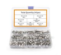 Lot de 141 vis et boulons hexagonaux M6 avec écrous et fixations en acier inoxydable pour une utilisation mécanique et réparation