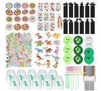 Lot de 142 petits cadeaux d'anniversaire pour enfants, dinosaures avec puzzle 3D, ballons, sacs à cordon de serrage, jouets dinosaures pour anniversaire d'enfant, cadeaux d'invités, cadeaux