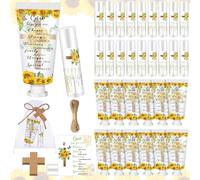 Lot de 144 baumes à lèvres chrétiens pour les mains pour l'été et Noël comprenant 36 baumes à lèvres bibliques et crème hydratante pour les mains au tournesol, 36 sacs, cartes et cordes pour homme et