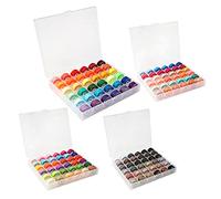 Lot de 144 bobines de fil pré-enroulées avec bobine pour étui - Couleurs vives assorties - Convient pour machine à coudre pour broderie THR - Ensemble en coton pour machine