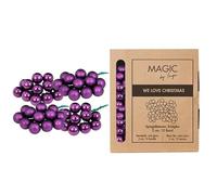 Lot de 144 boules de Noël sur fil de verre - 2 cm - Baies en miroir brillantes - Petites boules décoratives pour Noël - Mini décoration de Noël et décoration de Noël - Violet - Symphony violet