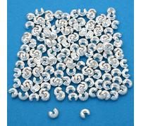 Lot de 144 caches de perles à écraser plaqué argent véritable pour perles 3 mm