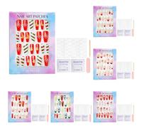 Lot de 144 faux ongles à coller de différents styles pour Noël, Nouvel An, vacances, cadeau d'anniversaire, Saint-Valentin, fête des mères (A)