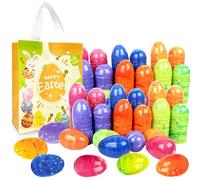 Lot de 144 grands œufs de Pâques en plastique irisé imitation marbre pour enfants, panier de chasse aux œufs, remplissage vide avec 2 sacs non tissés, friandises de remplissage de jouets et