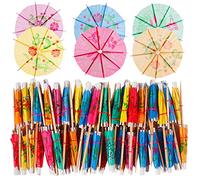 Lot de 144 parapluies à cocktail en papier multicolore, style tropical, mini parapluie à cocktail, pour boissons tropicales, bar hawaïen, accessoires de décoration