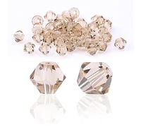 Lot de 144 perles en verre à enfiler - 8 mm - Perles de cristal à facettes - Perles en verre rhombus - Perles pour bricolage, fabrication de bijoux, colliers, boucles d'oreilles, bracelets - Argenté