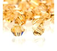 Lot de 144 perles en verre à enfiler - 8 mm - Perles de cristal à facettes - Perles en verre rhombus - Perles pour bricolage, fabrication de bijoux, colliers, boucles d'oreilles, bracelets - Or