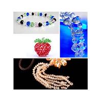 Lot de 144 perles en verre à enfiler - 8 mm - Perles en cristal à facettes - Perles en verre rhombus - Pour travaux manuels, fabrication de bijoux, colliers, boucles d'oreilles, bracelets - Bleu clair