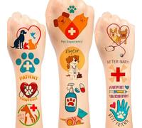 Lot de 144 tatouages temporaires vétérinaires sur le thème des techniciens vétérinaires, fournitures de fête d'anniversaire, cadeaux pour enfants, filles, garçons, récompenses de salle de classe