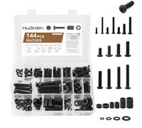 Lot de 144 vis VESA M4 M5 M6 M8 pour support mural TV - Kit de vis universelles pour écran TV - Supports muraux - Pieds noirs