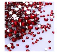 Lot de 1440 strass noirs à dos plat en verre, tailles variées, paillettes, diamants, non thermocollants, for nail art et vêtements(Dark Siam)