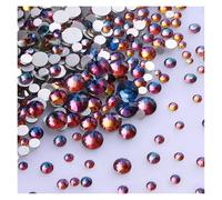 Lot de 1440 strass noirs à dos plat en verre, tailles variées, paillettes, diamants, non thermocollants, for nail art et vêtements(Blue Volcano)