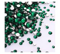 Lot de 1440 strass noirs à dos plat en verre, tailles variées, paillettes, diamants, non thermocollants, for nail art et vêtements(Dark Green)