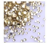 Lot de 1440 strass noirs à dos plat en verre, tailles variées, paillettes, diamants, non thermocollants, for nail art et vêtements(Light Yellow)