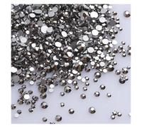 Lot de 1440 strass noirs à dos plat en verre, tailles variées, paillettes, diamants, non thermocollants, for nail art et vêtements(Hematite)