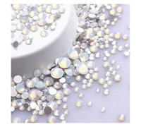 Lot de 1440 strass noirs à dos plat en verre, tailles variées, paillettes, diamants, non thermocollants, for nail art et vêtements(White Opal)