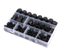 Lot de 145 cache-écrous hexagonaux en nylon pour vis de 4 à 12 mm, noir et blanc anti-poussière