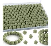 Lot de 145 perles en silicone de 15 mm pour la fabrication de porte-clés - Perles en silicone pour stylos, bracelets, colliers, loisirs créatifs (vert matcha)