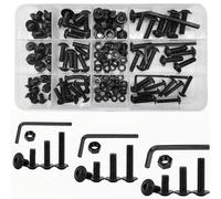 Lot de 147 écrous et boulons M4 M5 M6 en acier inoxydable noir avec embase hexagonale, bride à tête boutonnière, capuchon de vis avec col