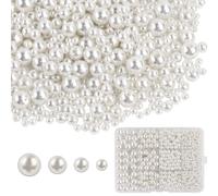 Lot de 1480 Perles Blanches Nacrées D'imitation 4/6/8/10 mm Artificielles Rondes pour DIY Colliers Bracelets Boucles Fabrication de Bijoux