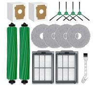 Lot de 15 accessoires de rechange pour aspirateur iRòbòt Ròmba Plus 505/405 Còmbo - Contient 2 brosses principales, 4 brosses latérales, 2 filtres, 4 lingettes, 2 sacs à poussière, 1 brosse de