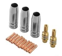 Lot de 15 accessoires de soudage pour brûleur MIG 15AK - Buses de gaz en laiton - 3 pièces pour brûleur de soudage 15AK - 10 pointes de contact en cuivre de 0,8 mm pour soudure MIG MAG - Kit complet