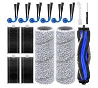 Lot de 15 accessoires pour Ecovacs Deebot X11 OmniCyclone/ X11 Pro Omni/X9 Pro Omni/T80S Omni, pièces de rechange 1 brosse principale 2 rouleaux serpillères 6 brosses latérales 4 filtres HEPA 2 Outils
