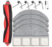 Lot de 15 accessoires pour robot aspirateur Roborock Q10 X5+ / Q10 X5, 1 brosse principale, 4 tampons de nettoyage, 4 filtres HEPA, 4 brosses latérales, 1 accessoire de nettoyage, 1 tournevis, kit de