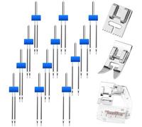 Lot de 15 aiguilles doubles pour machine à coudre - Avec pied presseur - Pour machine à coudre domestique