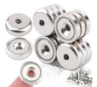 Lot de 15 aimants en néodyme avec trou - Extra puissants - 10 kg de force - Aimants à visser - Aimants à tête fraisée - Aimants puissants pour cuisine, réfrigérateur, salle de bain, bureau