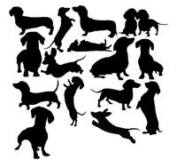 Lot de 15 autocollants mignons en forme de silhouette de teckel pour animal de compagnie - Autocollants imperméables - Cadeau pour chien saucisse - Utilisation sur pare-chocs de voiture, interrupteur,