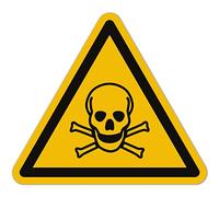 Lot de 15 autocollants toxiques/toxiques - 50 mm - Symbole de danger - Avertissement contre les substances toxiques - Panneau d'avertissement - Autocollant tête de mort (selon ASR A1.3 / ISO 7010 /