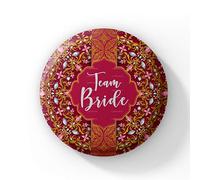Lot de 15 badges de mariage Indian Team Bride WDC-181 (58 mm), métal, sans pierre précieuse, métal, sans pierre précieuse