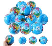 Lot de 15 balles Anti-Stress, 6,3 cm, Mini Globes, Anti-Stress, pour Enfants, Adultes