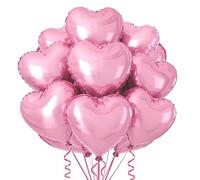 Lot de 15 ballons en forme de cœur rose de 45,7 cm en aluminium Mylar pour anniversaire, Saint-Valentin, mariage, fête prénuptiale, fête prénatale (rose)