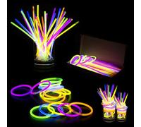 Lot de 15 bâtons fluorescents ultra lumineux de 20,3 cm avec connecteurs - Bracelets phosphorescents - Fournitures de fête pour Halloween, anniversaires, festivals, mariages et raves