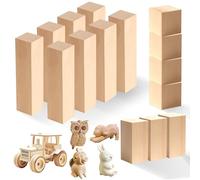 Lot de 15 blocs de bois de tilleul - 3 tailles - Ébauches en bois non traité pour sculpture, tournage et bricolage - Blocs de sculpture pour débutants, adultes et professionnels