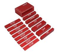 Lot de 15 blocs de jauge de hauteur en aluminium pour défonceuse et scie à table - Configuration anodisée avec tailles gravées en pouces/métriques (1/16" à 1 x 2 x 3 (rouge)
