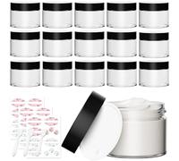 Lot de 15 bocaux cosmétiques vides en verre transparent de 56,7 g avec couvercles noirs et doublures intérieures, récipients ronds rechargeables pour lotions, fabrication de slime