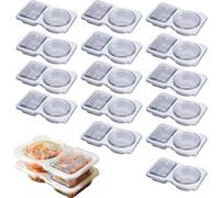 Lot de 15 boîtes à épices à deux compartiments - 60 ml + 70 ml - Petites boîtes pour sauces, sauces, épices, mini boîtes de congélation profondes avec couvercle