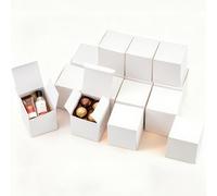 Lot de 15 boîtes cadeaux en papier kraft blanc - 10 x 10 x 10 cm - Boîtes en carton avec couvercle - Boîte cadeau carrée pour cadeaux, fête, anniversaire, mariage