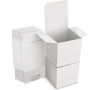 Lot de 15 boîtes cadeaux en papier kraft blanc - 10 x 10 x 10 cm - Boîtes en carton avec couvercle - Boîte cadeau carrée pour cadeaux, anniversaire, fête, mariage
