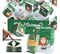 Lot de 15 boîtes-cadeaux surprise Explosion for Money, explosion de l'argent 2025 - Boîte cadeau surprise de Noël (Vert, 2, 15 boîtes)