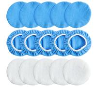 Lot de 15 bonnets de polissage 220 mm/260 mm pour capot de voiture - 10 microfibres et 5 pelotes de laine pour polissage de voiture, meubles, verre (260 mm)