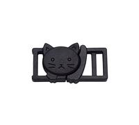 Lot de 15 boucles de sécurité à tête de chat (ouverture facile), noir pour sangle de 11 mm